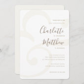 Champagne Gold Monogram Elegant Hochzeitseinladung Einladung (Vorne/Hinten)