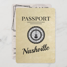 Champagne Gold Nashville Passport Save the Date