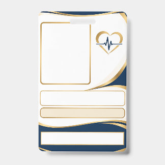 Champagne Gold & Navy Nurse ID Badge Template | Cu Ausweis