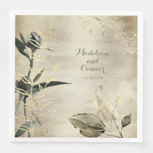 Champagne Gold Peony Garden Elegante Hochzeit Serviette