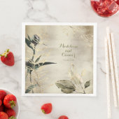 Champagne Gold Peony Garden Elegante Hochzeit Serviette (Beispiel)