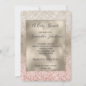 Champagne Gold Pink White Glitzy Glitzer Einladung (Vorderseite)