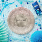 Champagne Gold Pink White Glitzy Glitzer Pappteller (Party)