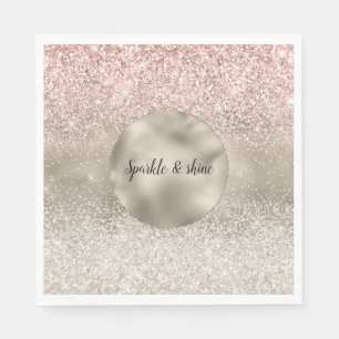 Champagne Gold Pink White Glitzy Glitzer Serviette
