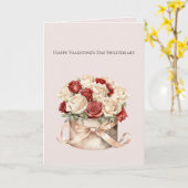 Champagne Gold Red Cream Roses Valentine's Day Karte (Gelbe Blume)