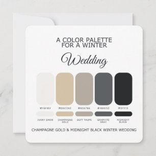 Champagne Gold Schwarz Winterhochzeit-Palette Kart Einladung