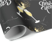 Champagne Gold Schwarzer Wein Glass Confetti Moder Geschenkpapier (Rolleneckpunkt)