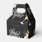 Champagne Gold Schwarzer Wein Glass Confetti Moder Geschenkschachtel (Rückseite)