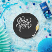 Champagne Gold Schwarzer Wein Glass Confetti Moder Pappteller (Party)