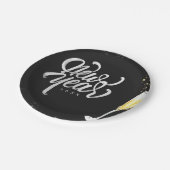 Champagne Gold Schwarzer Wein Glass Confetti Moder Pappteller (Schrägansicht)