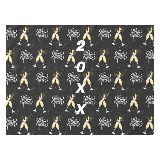 Champagne Gold Schwarzer Wein Glass Confetti Moder Tischdecke (Vorderseite (Horizontal))