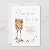 Champagne Gold Script Hochzeit Probe Dinner Einladung (Vorderseite)
