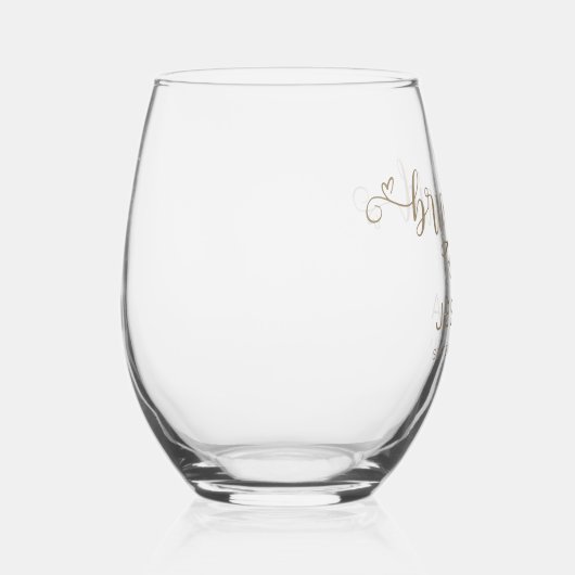 Champagne Gold Script Name Datum Bridesmaid Gesche Weinglas Ohne Stiel (Rechts)
