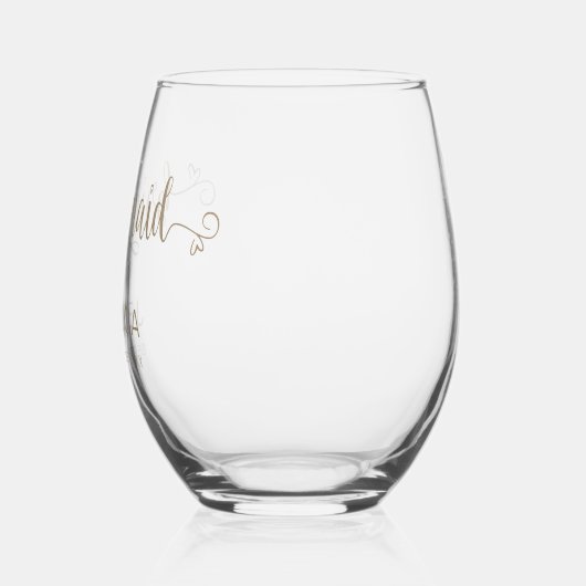 Champagne Gold Script Name Datum Bridesmaid Gesche Weinglas Ohne Stiel (Links)