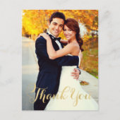 Champagne Gold Script Wedding Foto Vielen Dank Postkarte (Vorderseite)