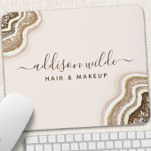 Champagne Gold Tan Brown Glitzer Agate Geode Mousepad