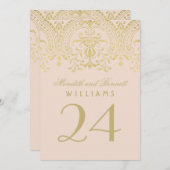 Champagne Gold Vintag Glam Wedding Tischnummer (Vorne/Hinten)