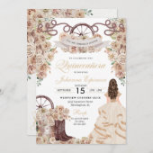 Champagne Gold Western Charro Quinceanera Einladung (Vorne/Hinten)