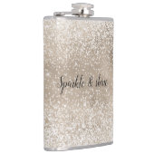 Champagne Gold White Glitzy Glitzer Flachmann (Rechts)