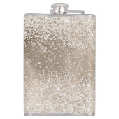 Champagne Gold White Glitzy Glitzer Flachmann (Rückseite)