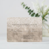 Champagne Gold White Glitzy Glitzer UAWG RSVP Karte (Stehend Vorderseite)