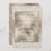 Champagne Gold White Glitzy Glitzer Wedding Einladung (Vorne/Hinten)