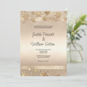 Champagne Golden Snowflakes Luxury Wedding  Einladung (Stehend Vorderseite)
