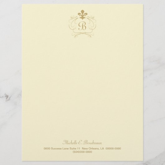 Champagne-GoldLilien-Monogramm Briefkopf (Vorderseite)