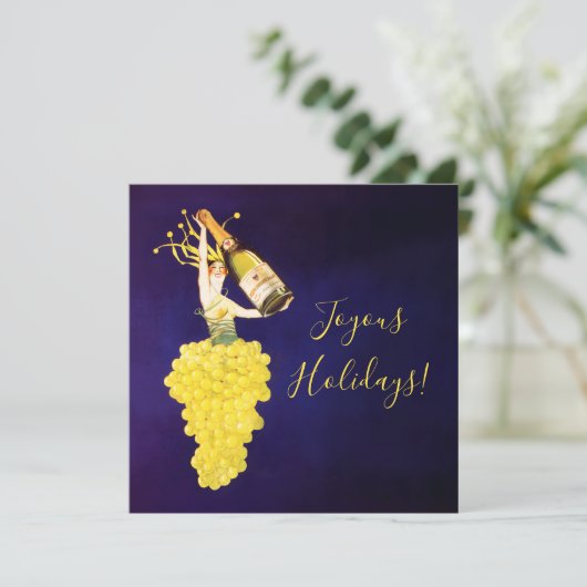 Champagne Grapes Feiertagskarte (Stehend Vorderseite)