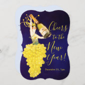 Champagne Grapes New Year's Eve Invitation Einladung (Vorne/Hinten)