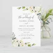 Champagne Green Watercolor Floral Wedding Einladung (Stehend Vorderseite)