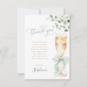 Champagne Greenery Thank You Card Dankeskarte (Vorderseite)