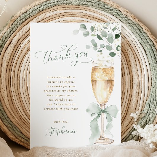 Champagne Greenery Thank You Card Dankeskarte
