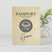 Champagne Griechenland Pass Save the Date Karte (Stehend Vorderseite)