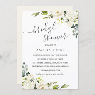 Champagne grüner Watercolor-BlumenBrautparty Einladung