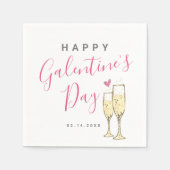 Champagne Happy Galentine's Day Serviette (Vorderseite)