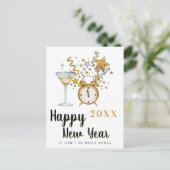 Champagne Happy New Year Postkarte (Stehend Vorderseite)