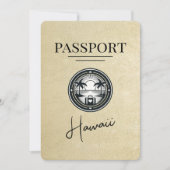 Champagne Hawaii Passport Save the Date (Vorderseite)