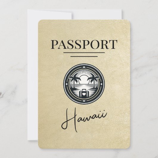 Champagne Hawaii Passport Save the Date (Vorderseite)