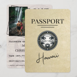 Champagne Hawaii Passport Save the Date
