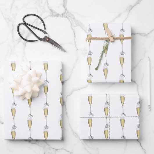 Champagne Hearts Geschenkpapier Set (Vorderseite)