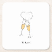 Champagne Hearts Rechteckiger Pappuntersetzer (Vorderseite)