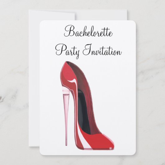 Champagne Heel Stiletto Bachelorette Einladung (Vorderseite)