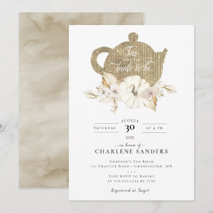 Champagne Herbst Bridal Tee Einladung