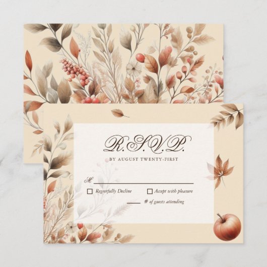 Champagne Herbst Ernte Hochzeit RSVP Botanisch Karte (Vorne/Hinten)