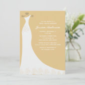 Champagne-Hochzeits-KleiderBrautparty Einladung (Stehend Vorderseite)