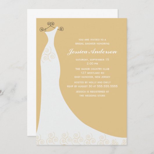 Champagne-Hochzeits-KleiderBrautparty Einladung (Vorne/Hinten)