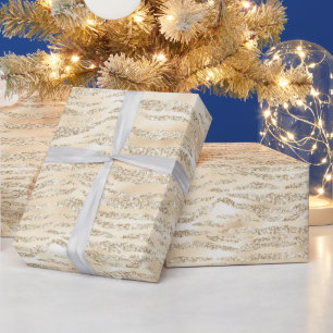 Champagne Imitate Glitzer Zebra Stripes Geschenkpapier