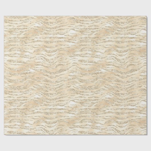 Champagne Imitate Glitzer Zebra Stripes Geschenkpapier (Flach)