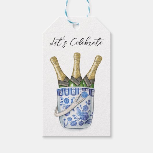 Champagne in Chinoiserie Ice Ecket Geschenkmarke Geschenkanhänger (Vorderseite)